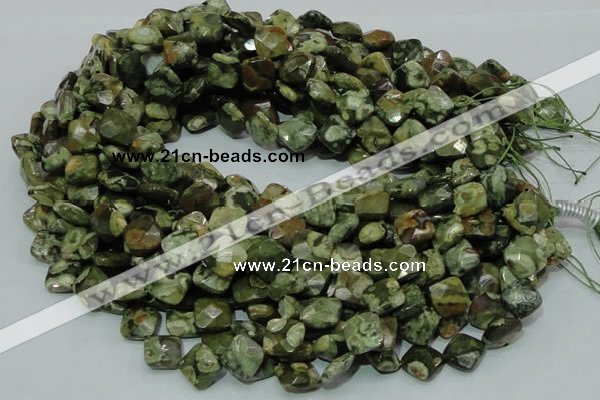 CRH73 15.5 inches 12*12mm faceted rhombic rhyolite beads wholesale