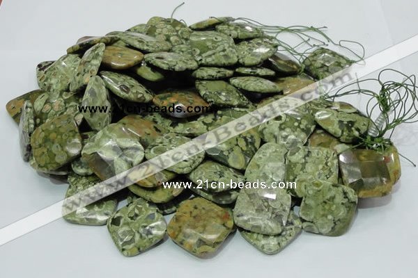 CRH77 15.5 inches 30*30mm faceted rhombic rhyolite beads wholesale