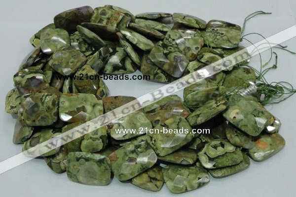 CRH82 15.5 inches 22*30mm faceted rectangle rhyolite beads wholesale