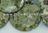 CRH88 15.5 inches 40mm faceted flat round rhyolite beads wholesale