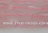 CRI02 15.5 inches 10*30mm faceted rice rose quartz beads wholesale