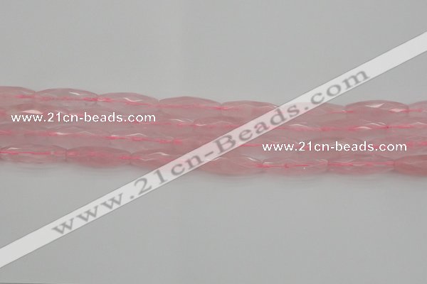 CRI02 15.5 inches 10*30mm faceted rice rose quartz beads wholesale