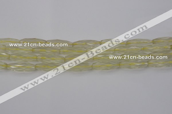 CRI03 15.5 inches 10*30mm faceted rice lemon quartz beads wholesale