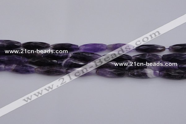 CRI05 15.5 inches 10*30mm faceted rice dogtooth amethyst beads