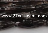 CRI06 15.5 inches 10*30mm faceted rice smoky quartz beads wholesale