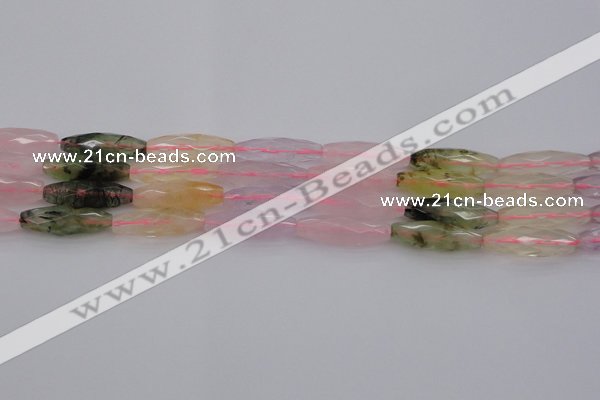 CRI08 15.5 inches 10*30mm faceted rice mixed quartz beads