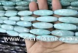 CRI110 15.5 inches 10*30mm faceted rice amazonite gemstone beads