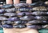 CRI114 15.5 inches 10*30mm faceted rice charoite gemstone beads