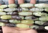 CRI116 15.5 inches 10*30mm faceted rice green garnet beads