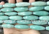 CRI120 15.5 inches 10*30mm faceted rice amazonite gemstone beads