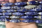 CRI121 15.5 inches 10*30mm faceted rice sodalite gemstone beads