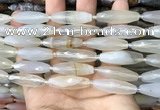 CRI123 15.5 inches 10*30mm faceted rice agate gemstone beads