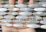 CRI124 15.5 inches 10*30mm faceted rice agate gemstone beads