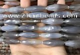 CRI125 15.5 inches 10*30mm faceted rice grey agate gemstone beads