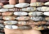 CRI127 15.5 inches 10*30mm faceted rice crazy lace agate beads