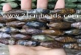 CRI130 15.5 inches 10*30mm faceted rice agate gemstone beads