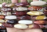 CRI140 15.5 inches 10*30mm faceted rice mookaite gemstone beads