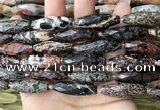 CRI141 15.5 inches 10*30mm faceted rice snowflake obsidian beads