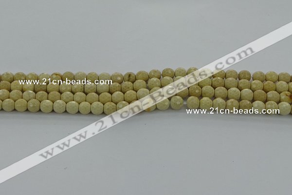 CRI211 15.5 inches 6mm faceted round riverstone beads wholesale