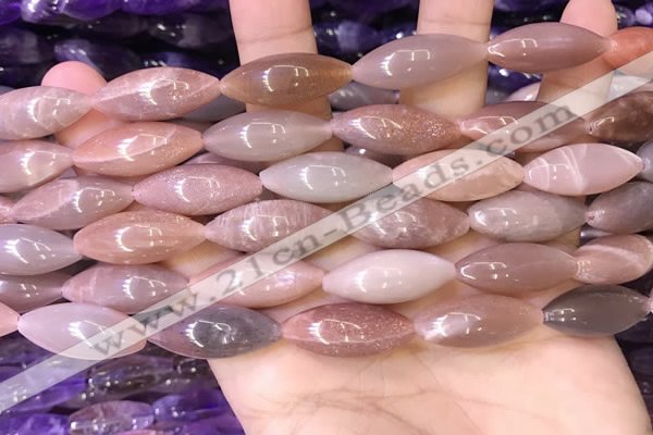 CRI304 15.5 inches 10*25mm rice moonstone beads wholesale