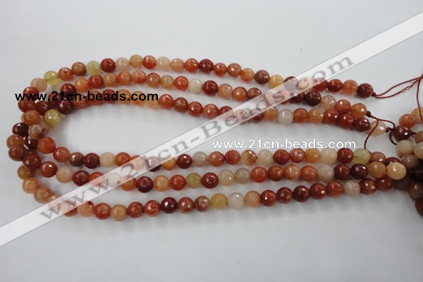 CRJ252 15.5 inches 8mm faceted round red jade gemstone beads