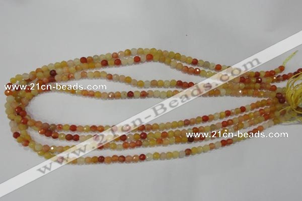 CRJ400 15.5 inches 4mm faceted round red & yellow jade beads