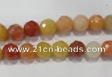 CRJ402 15.5 inches 8mm faceted round red & yellow jade beads