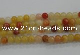 CRJ410 15.5 inches 4mm round red & yellow jade beads wholesale