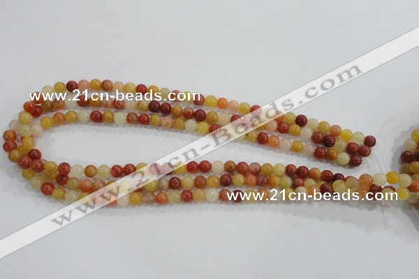 CRJ412 15.5 inches 6mm round red & yellow jade beads wholesale