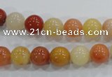 CRJ414 15.5 inches 10mm round red & yellow jade beads wholesale