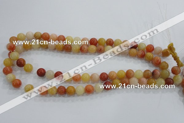 CRJ414 15.5 inches 10mm round red & yellow jade beads wholesale