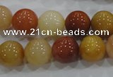 CRJ416 15.5 inches 14mm round red & yellow jade beads wholesale