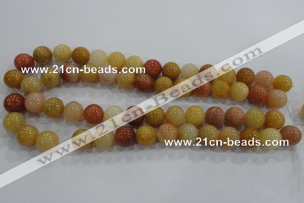 CRJ416 15.5 inches 14mm round red & yellow jade beads wholesale