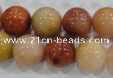 CRJ417 15.5 inches 16mm round red & yellow jade beads wholesale