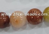 CRJ418 15.5 inches 18mm round red & yellow jade beads wholesale