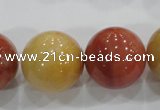 CRJ419 15.5 inches 20mm round red & yellow jade beads wholesale