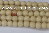 CRJ600 15.5 inches 4mm round white fossil jasper beads wholesale