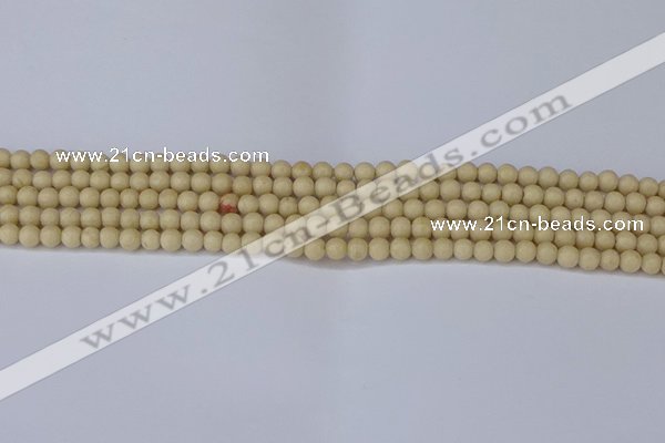 CRJ600 15.5 inches 4mm round white fossil jasper beads wholesale