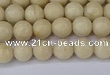 CRJ601 15.5 inches 6mm round white fossil jasper beads wholesale