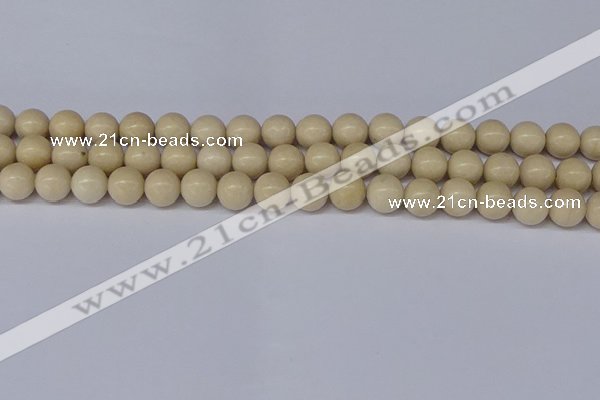 CRJ602 15.5 inches 8mm round white fossil jasper beads wholesale