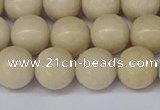 CRJ603 15.5 inches 10mm round white fossil jasper beads wholesale