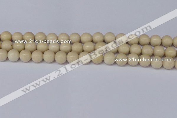 CRJ603 15.5 inches 10mm round white fossil jasper beads wholesale