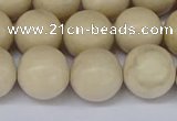 CRJ604 15.5 inches 12mm round white fossil jasper beads wholesale