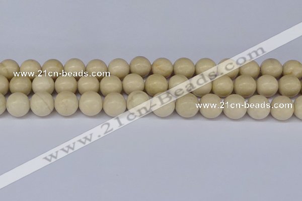 CRJ604 15.5 inches 12mm round white fossil jasper beads wholesale