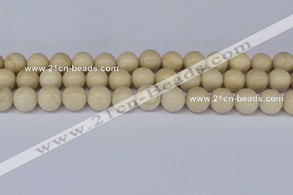 CRJ605 15.5 inches 14mm round white fossil jasper beads wholesale