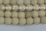 CRJ610 15.5 inches 4mm round matte white fossil jasper beads