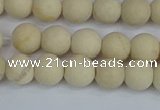 CRJ611 15.5 inches 6mm round matte white fossil jasper beads