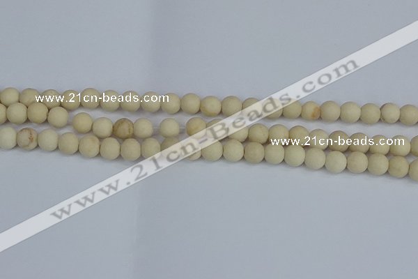 CRJ611 15.5 inches 6mm round matte white fossil jasper beads