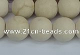 CRJ613 15.5 inches 10mm round matte white fossil jasper beads