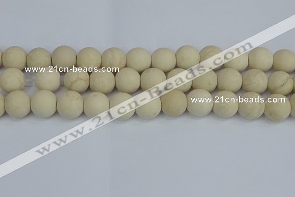 CRJ614 15.5 inches 12mm round matte white fossil jasper beads